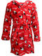 Disney Kinder Bademantel Winterlich Fleece Rot Minnie Mouse