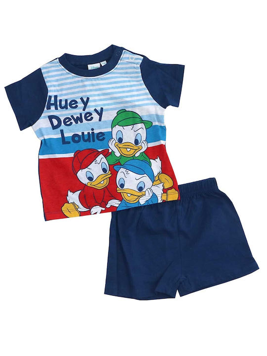 Disney Set Top & Bottom Kids Summer Cotton Pyjamas Navy Blue