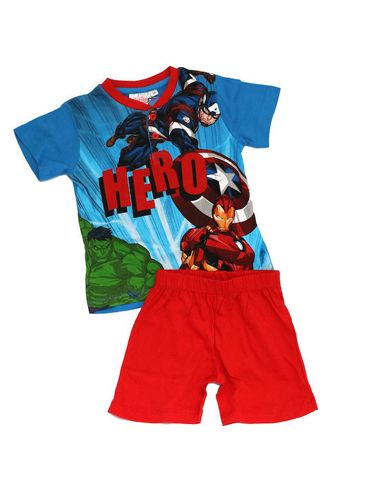 Marvel Set Top & Bottom Kids Summer Cotton Pyjamas Red