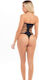 Pink Lipstick Lingerie Sexy Bodysuit Negru