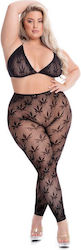 Pink Lipstick Lingerie Sexy Σετ Εσωρούχων Plus Size Μαύρο