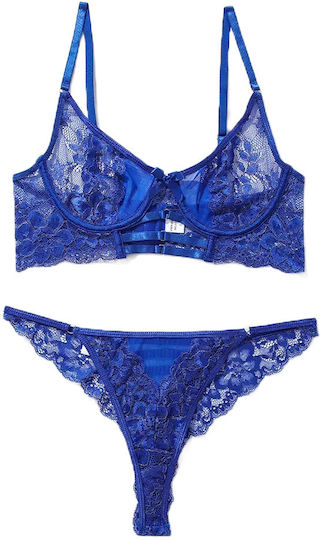 La Lolita Amsterdam Sexy Σετ Εσωρούχων με Δαντέλα Μπλε