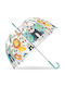 Next Kids Curved Handle Umbrella Animals with Diameter 46cm Transparent