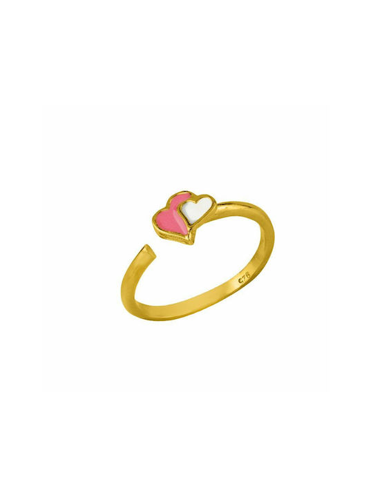 Amor Amor Επιχρυσωμένο Παιδικό Δαχτυλίδι με Σχέδιο Καρδιά Ανοιγόμενο από Ασήμι 38841