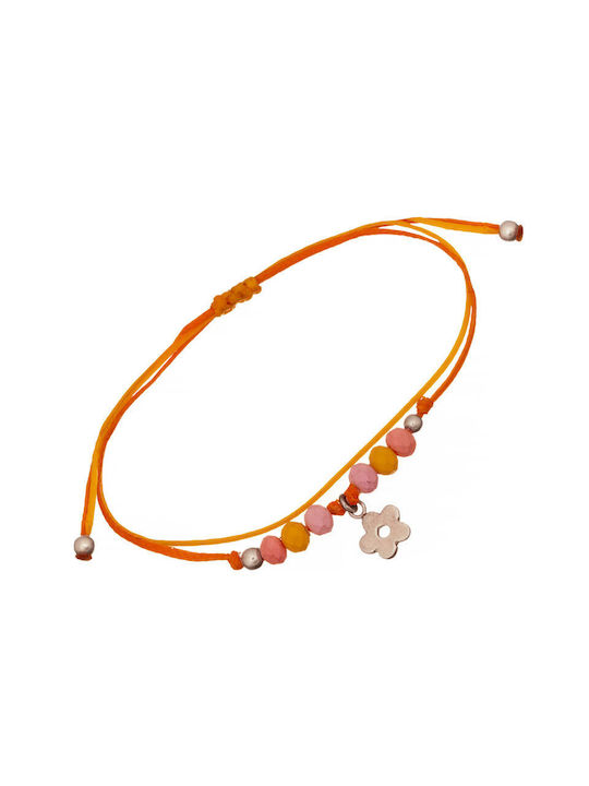 Abadianakis Kids Silver Macrame Bracelet with Flower for Girl