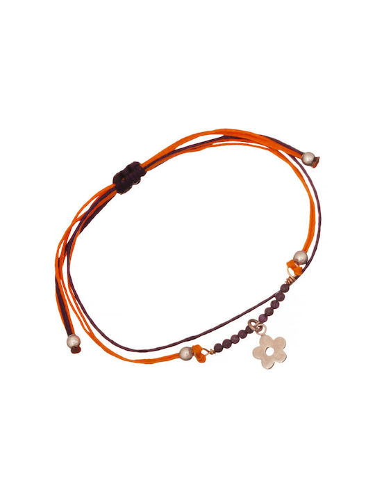 Abadianakis Kids Bracelet Macrame from Silver with Flower