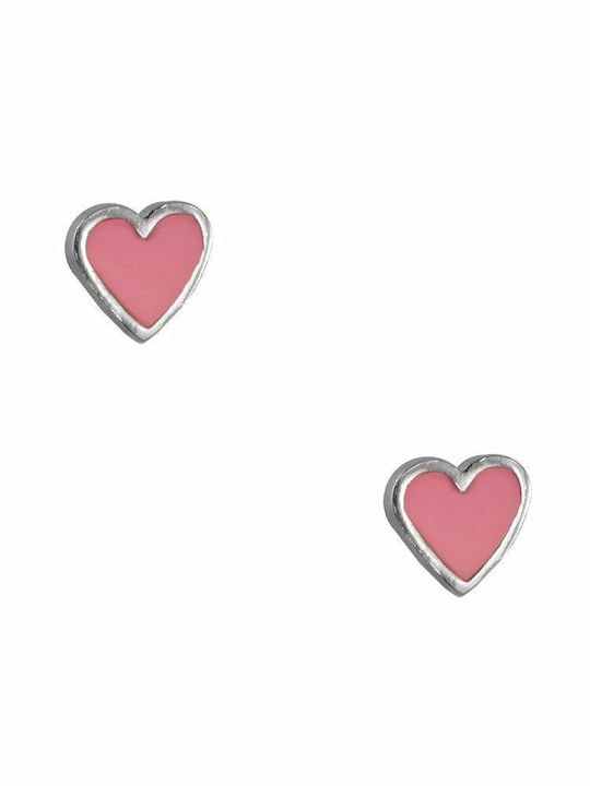 Amor Amor Παιδικά Σκουλαρίκια Καρφωτά Καρδιά από Ασήμι