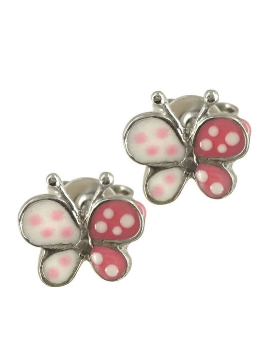 Kiriakos Gofas Kids Earrings Studs Butterflies from Silver