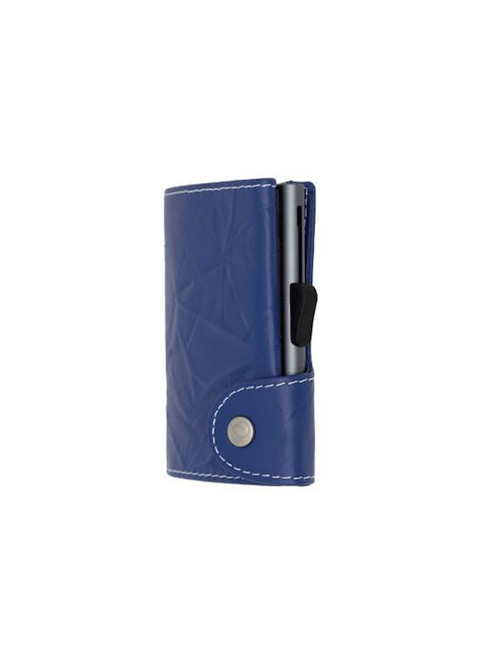 C-Secure Δερμάτινο Ανδρικό Πορτοφόλι Καρτών με RFID Μπλε