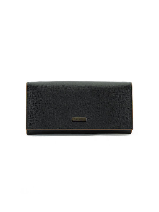 Mario Rossi Large Leather Women's Wallet with RFID Black