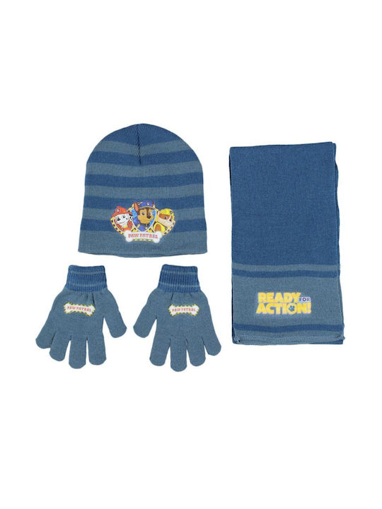 "Paw Patrol" Kids Beanie Set with Scarf Knitted Blue