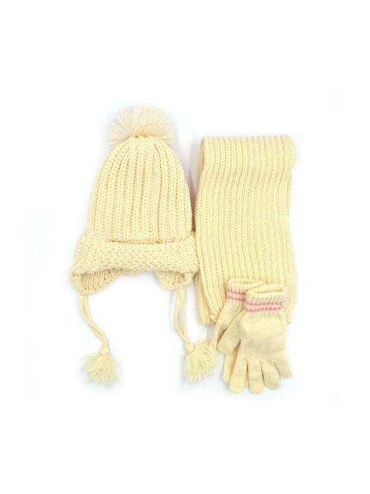 Extan Bebe Kids Beanie Set with Scarf Knitted Yellow