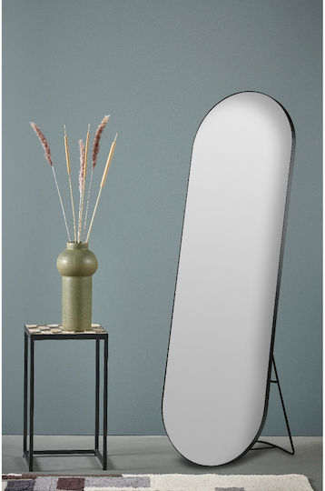 Villa Collection Oval Schwarzer Boden- oder Standspiegel 170x55cm