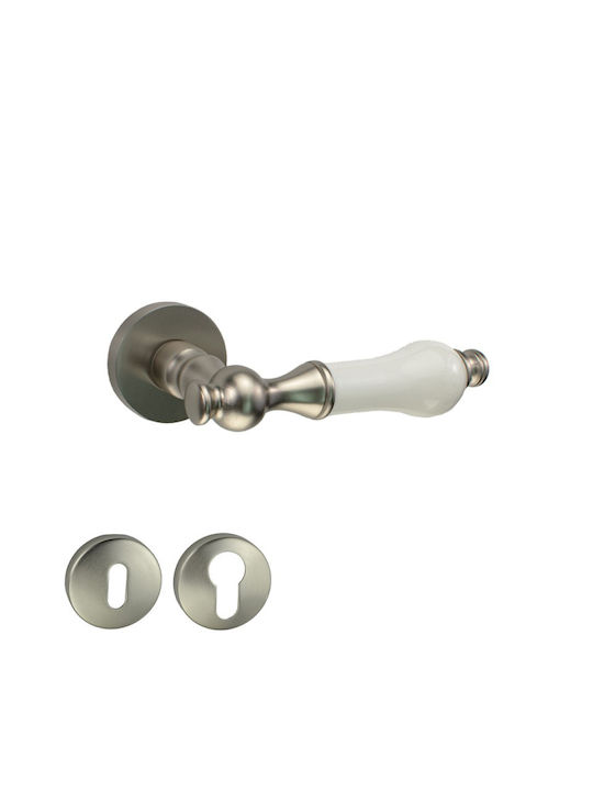 Viobrass Lever Middle Door with Rosette 218 Pair Silver