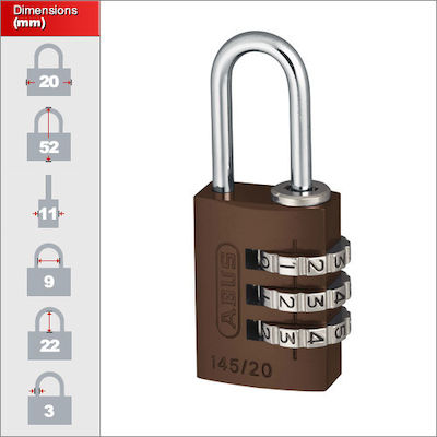 Abus Padlock Brass Combination 20mm 1pcs