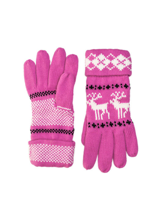 Knitted Kids Gloves Pink with Lining