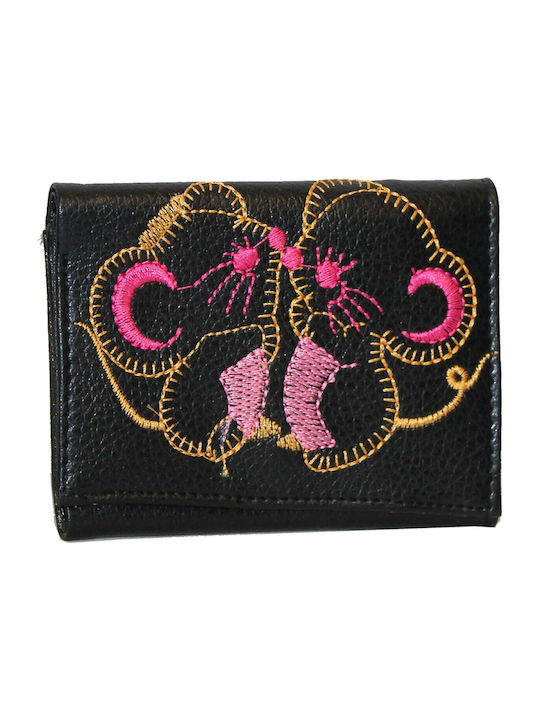 Leather Wallet for Girls with Clip Black 03559