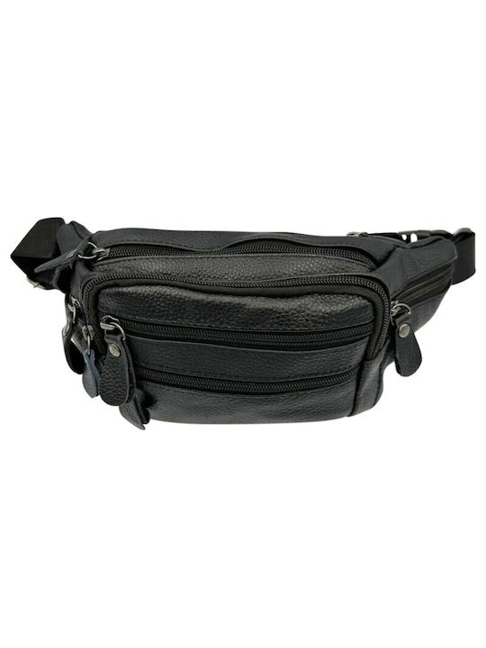 V-store Men's Leather Waist Bag Black