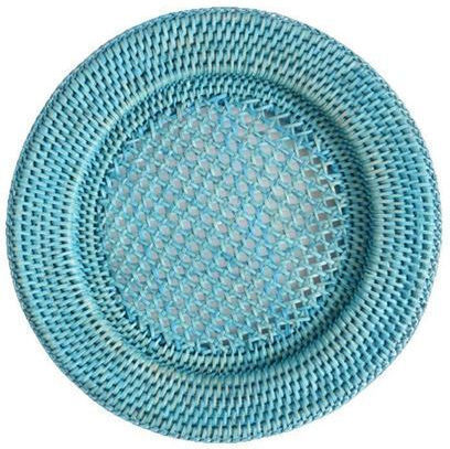 Round Rattan Placemat Blue