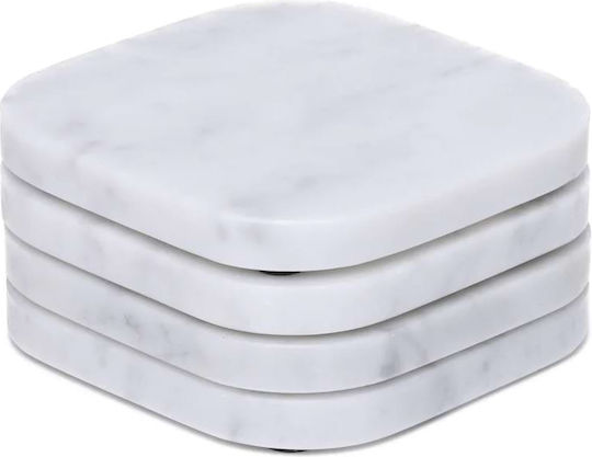 Design Is This Rotund Suporturi pentru pahare din piatra Alb 10cm 4buc