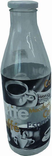 Cerve Caffe Flasche Wasser Glas mit Schraubverschluss Transparent 1000ml