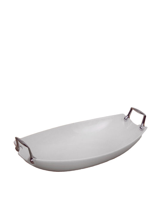 Karvounis Servierplatte Oval aus Porzellan Weiß 44x22cm 1Stück