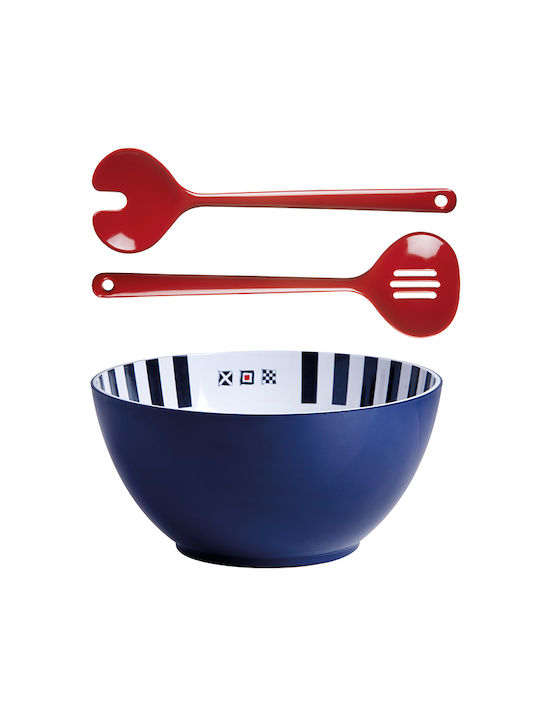 Marine Business Melamine Salad Bowl with Salad Spoons Multicolour 27.5x27.5cm 3pcs