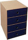 Μέτρον Paper Desk Organizer with 4 Drawers Blue