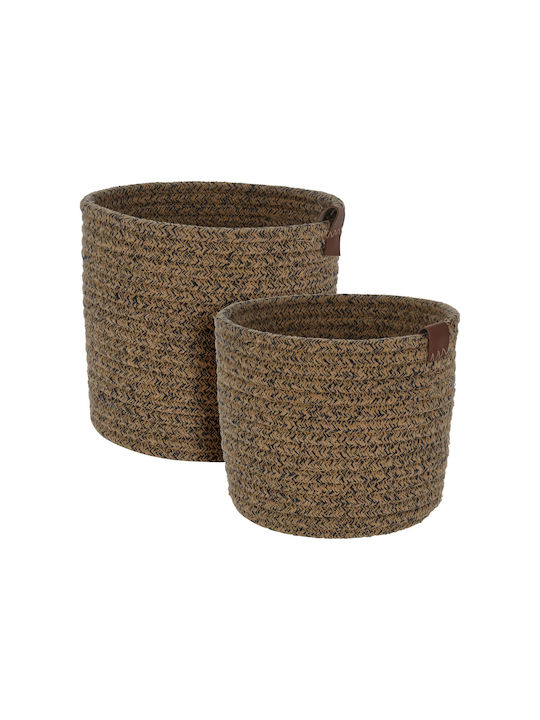 Fabric Storage Basket Beige 2pcs