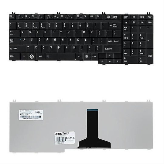 Qoltec Laptop Keyboard for Toshiba without Frame in Black Color 50607