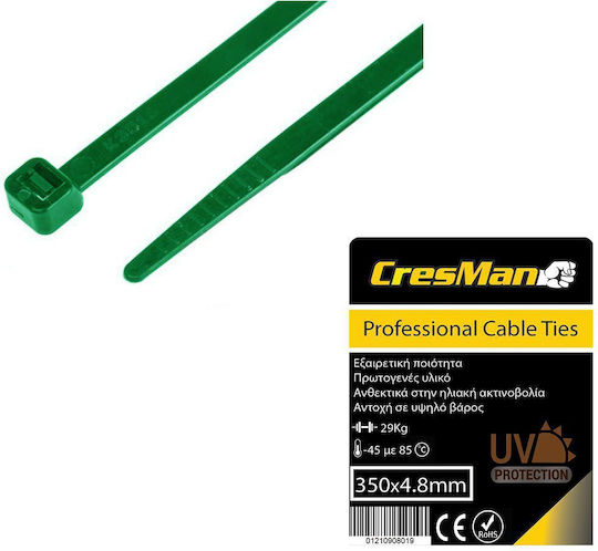 Cresman Δεματικά Καλωδίων Πλαστικά 150mmx3.6mm σε Πράσινο χρώμα (100τμχ) (36150)