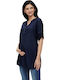 Mamalicious Maternity Dress Top Navy Blue