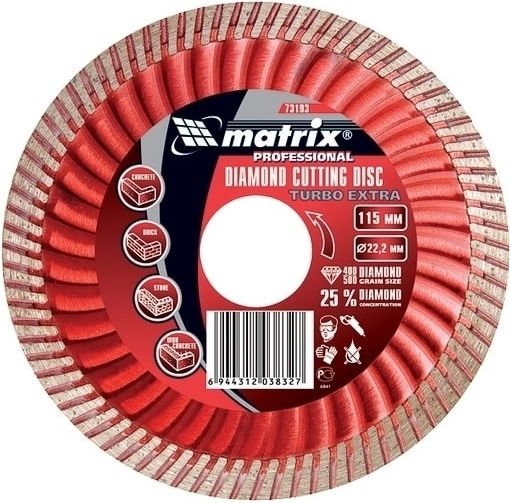 MTX TURBO Δίσκος Κοπής Δομικών Υλικών 115mm