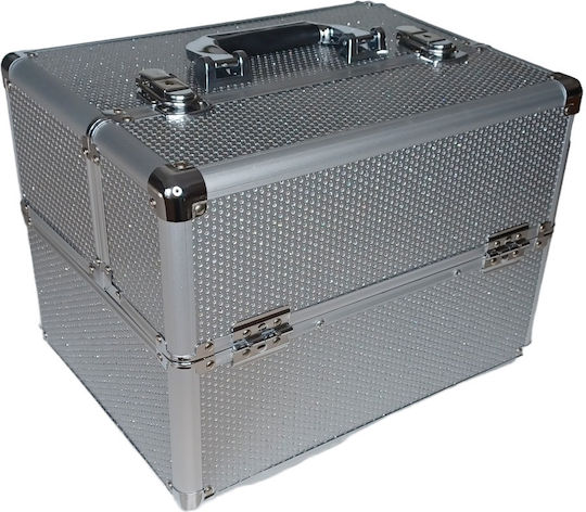 Ro-Ro Accessories Metallic Cosmetic Case Silver H24xW31xD23cm