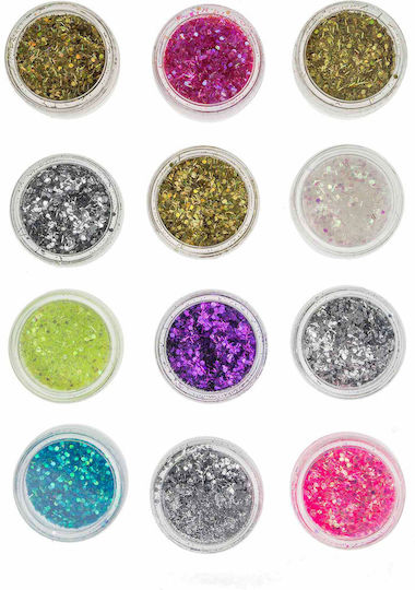 Beautifly Glitter για Νύχια σε Διάφανο Χρώμα 12τμχ