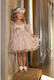Dolce Bambini Розов Комплект Кръщенски Дрехи с Аксесоари за коса и Рокля от Дантела 2бр