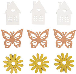 Rayher Wooden Decorative Sticker for DIY Crafts 9pcs 4.5cm (Μiscellaneous Designs)