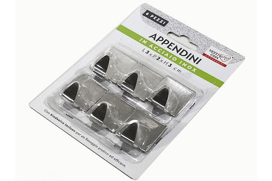 General Trade Metallic Hanger Kitchen Hook with Sticker Silver 6pcs 44328017