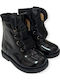 Kids Boots from Patent Leather with Laces Black