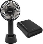 RealPower USB Handheld Fan Rechargeable Battery Black 375356