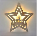 LED Wood Illuminated Christmas Decorative Pendant Star Yellow