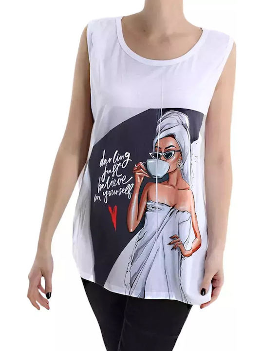 Women's Summer Blouse Sleeveless White