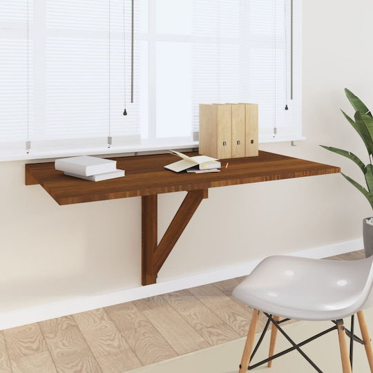 Правоъгълена Трапезария За кухня Сгъваемо Дървено Brown Oak 100x60x56бр