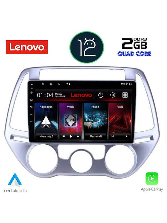 Lenovo Sistem Audio Auto pentru Hyundai i20 2008-2012 cu A/C (WiFi/GPS/Apple-Carplay) cu Ecran Tactil 9"