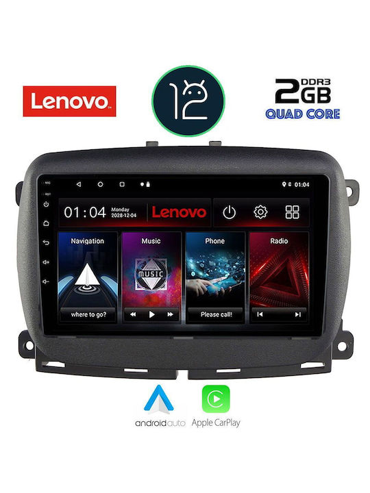 Lenovo Ηχοσύστημα Αυτοκινήτου για Fiat 500 (Bluetooth/USB/AUX/GPS) με Οθόνη Αφής 9"