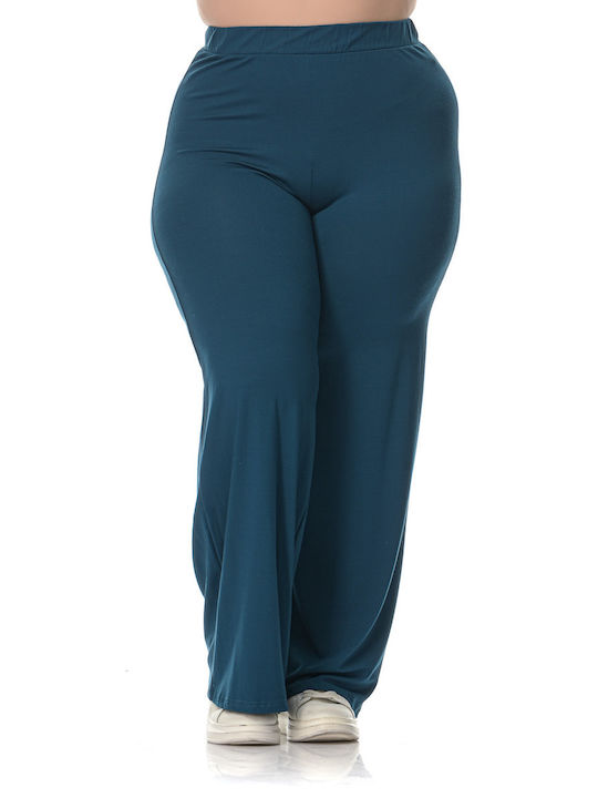 Honey Γυναικεία Υφασμάτινη Παντελόνα με Λάστιχο σε Ίσια Γραμμή σε Μπλε Χρώμα