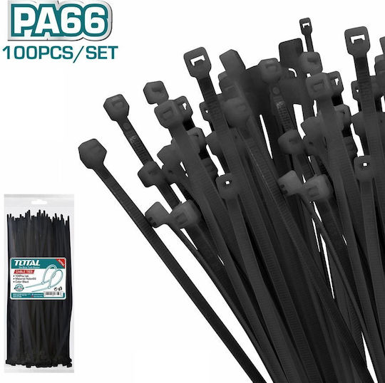 Total Cable Ties Plastic 600mm x 9mm in Black Colour (100 pcs)
