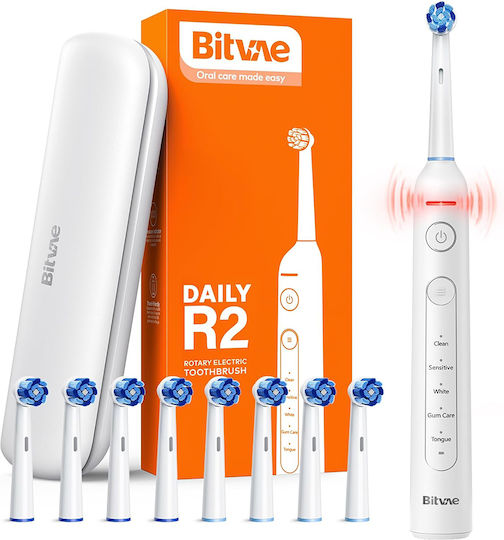 Bitvae Daily R2 Ηλεκτρική Οδοντόβουρτσα με Χρονομετρητή, Αισθητήρα Πίεσης και Θήκη Ταξιδίου Λευκή