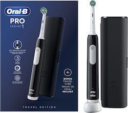 Oral-B Pro Series 1 Ηλεκτρική Οδοντόβουρτσα με Χρονομετρητή, Αισθητήρα Πίεσης και Θήκη Ταξιδίου Μαύρη