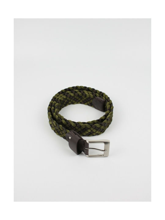 Men's Knitted Leather Belt Khaki